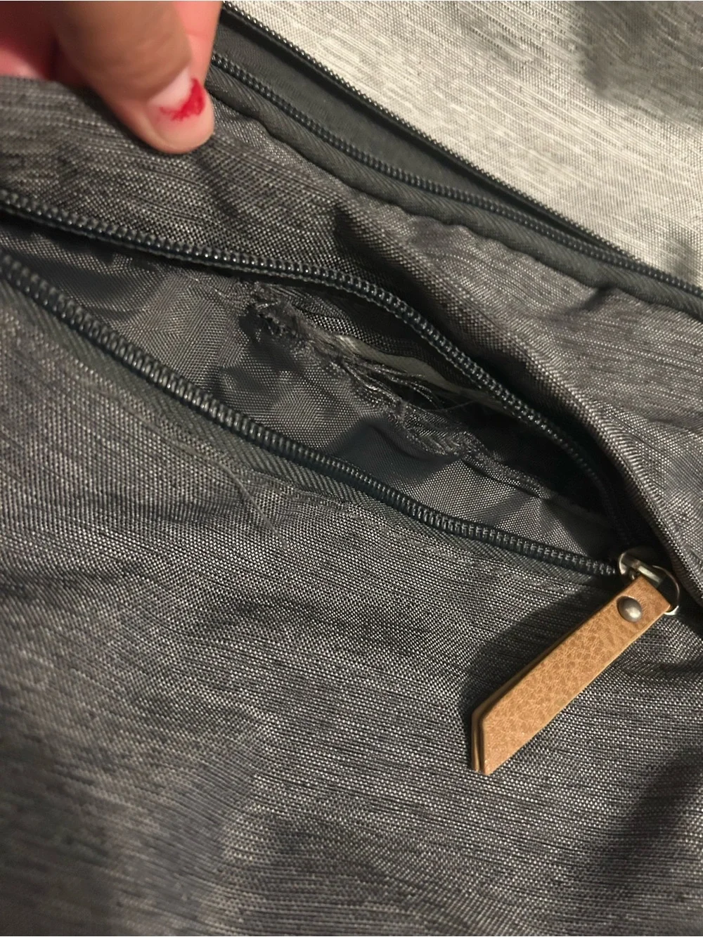 Eddie Bauer Two-Tone Gray and Tan Canvas Backpack